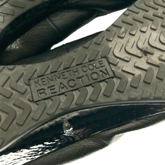 KENNETH COLE REACTION ‘Blink Wink’ Black Natural and Patent Leather Ballet Flats - Picture 8 of 11